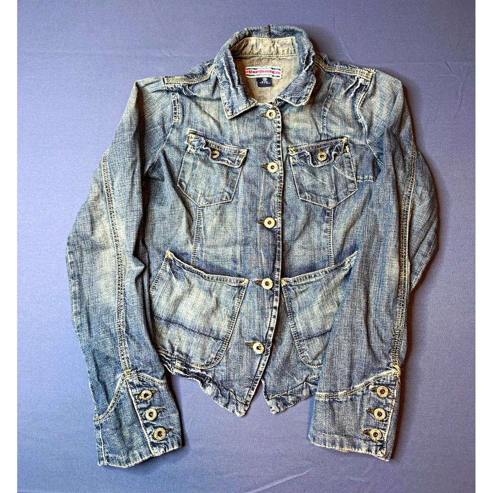 Vintage Polo Jeans Co Ralph Lauren Women's XS Denim Utility Jacket 4 Pocket Y2K.